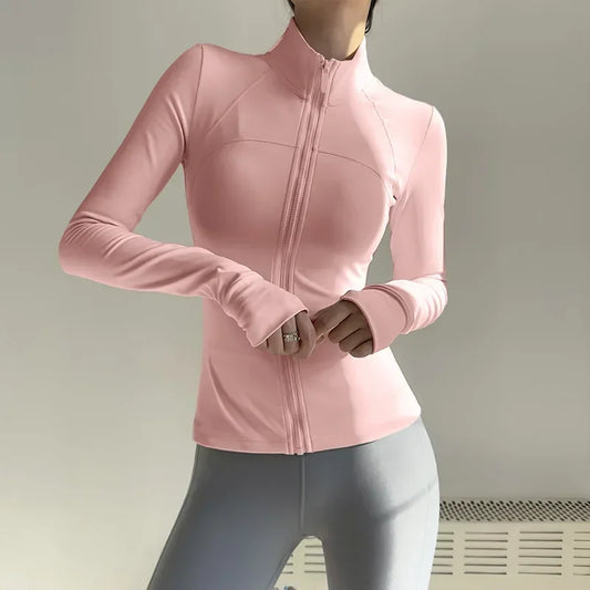 Womens Zip Fitness Jacket Breathable Quick Dry Long Sleeve